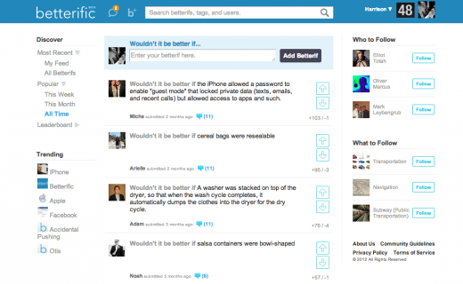 Screen Shot 2012 12 05 at 5.23.02 PM 520x320 photo Screen Shot 2012 12 05 at 5.23.02 PM 520x320 Betterific launches out of beta to help you share ideas for making products and companies better