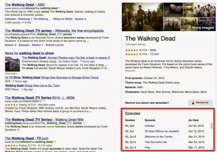 walkingdead 730x512 Google Search gains TV show air dates support, saving you from having to check IMDB