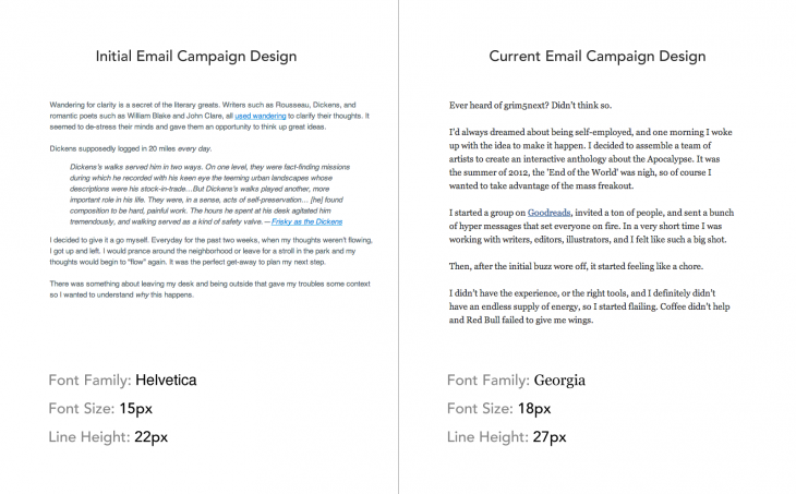 email campaign comparison 730x453 The science behind fonts (and how they make you feel)