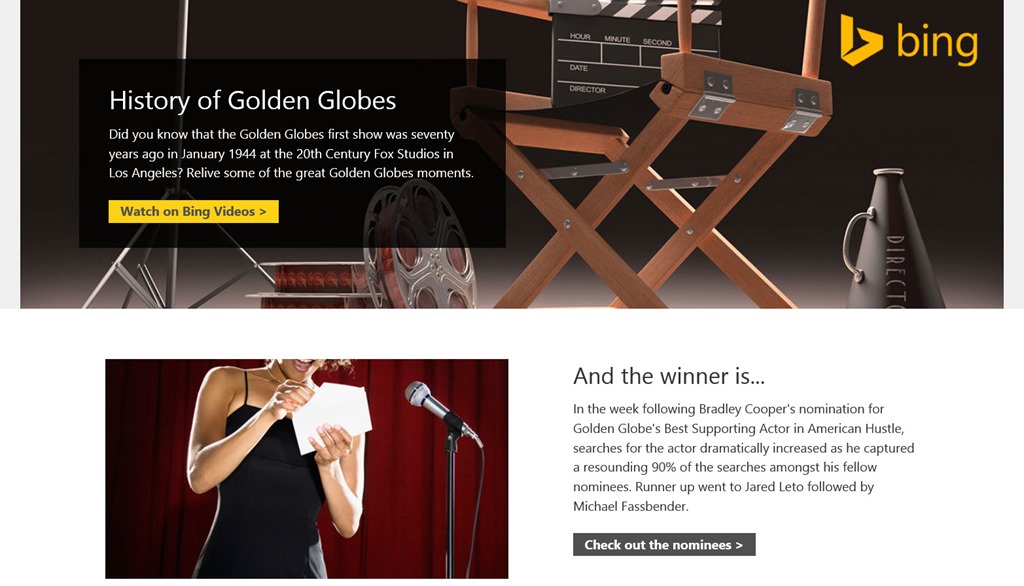 bing.com awards 711CC0C7 Microsoft launches Bing Awards to track ceremonies like the Golden Globes, the Grammys, and the Oscars
