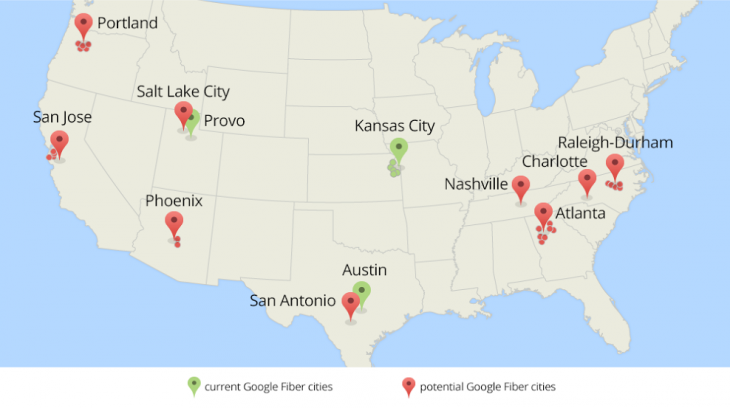 1200map updated green2 730x408 Google wants to bring Google Fiber gigabit Internet to 34 new cities in the US