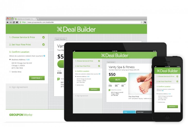Groupon DEALBUILDER 730x492 Groupon launches self service Deal Builder for almost all local US merchants