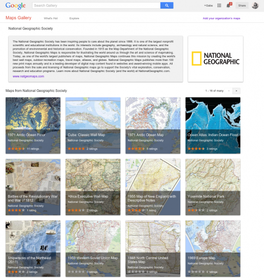 NatGeo 520x552 Google launches Maps Gallery, a new digital atlas that lets you explore third party maps