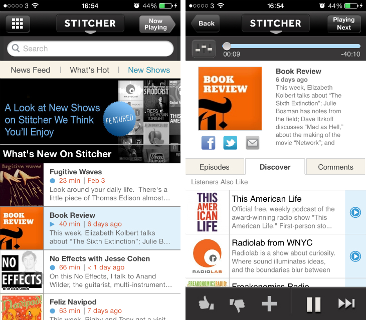 stitcher1 9 of the best podcast apps for the iPhone and iPad