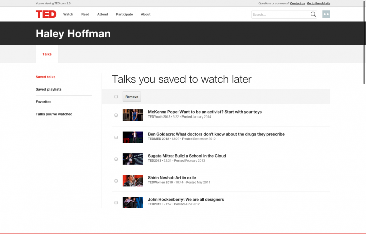 5b Watch Later queue1 730x466 TED.com revamped with new video player, watch later option, dynamic transcripts and more