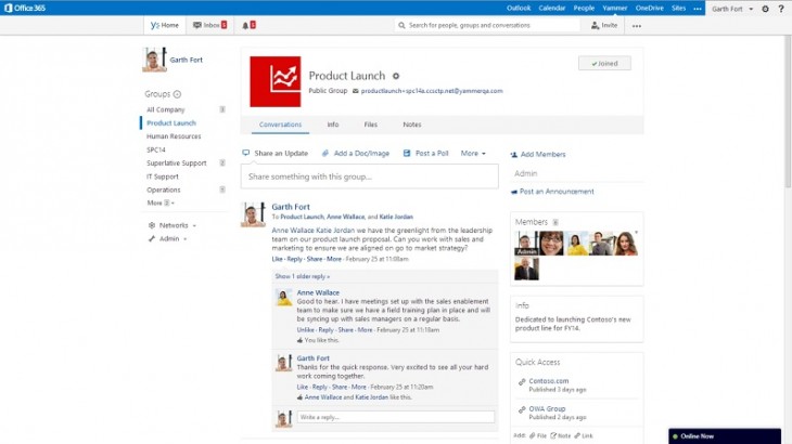 ES Yammer 05 resized 730x410 Microsoft details social Office Graph updates coming to Office 365 in 2014