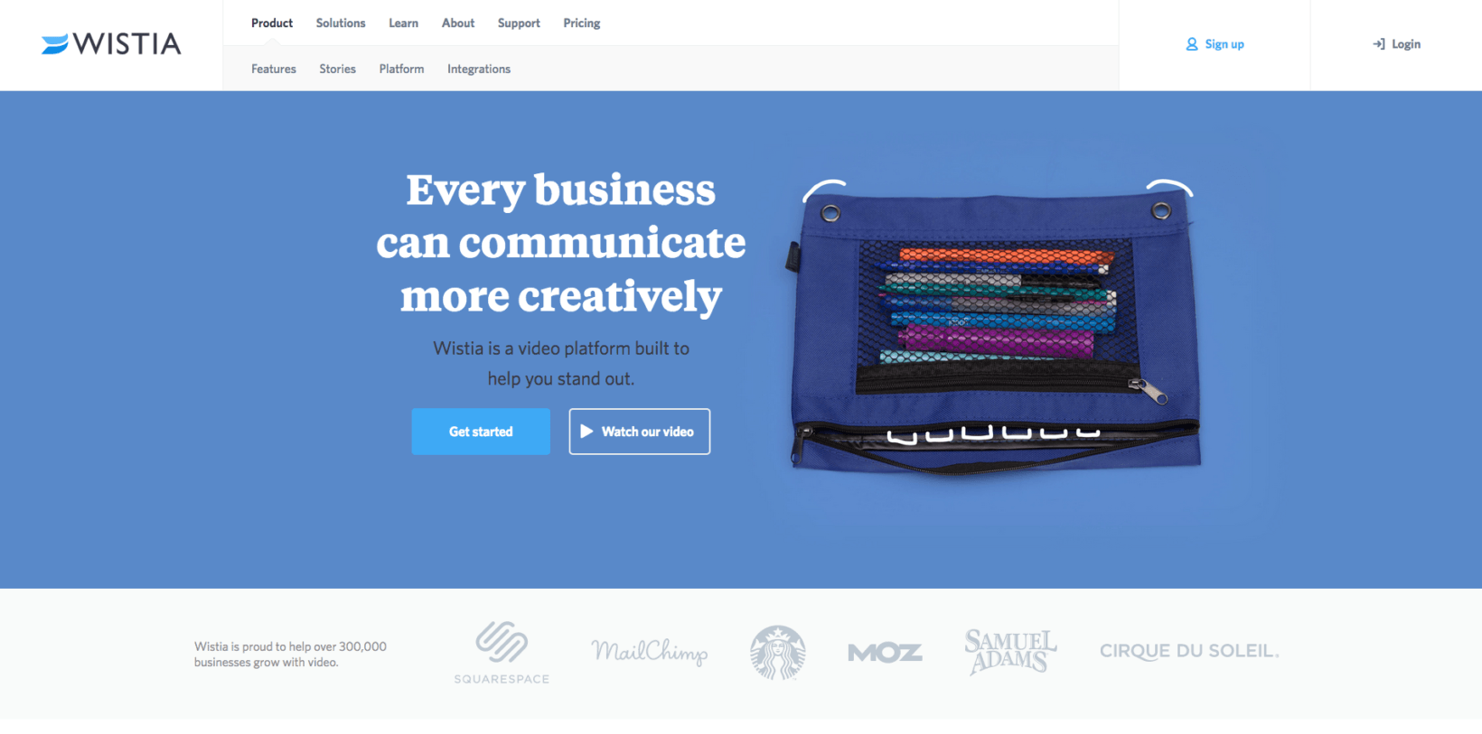 Wistia homepage